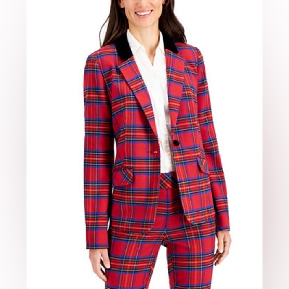 Charter Club Tartan Plaid Blazer